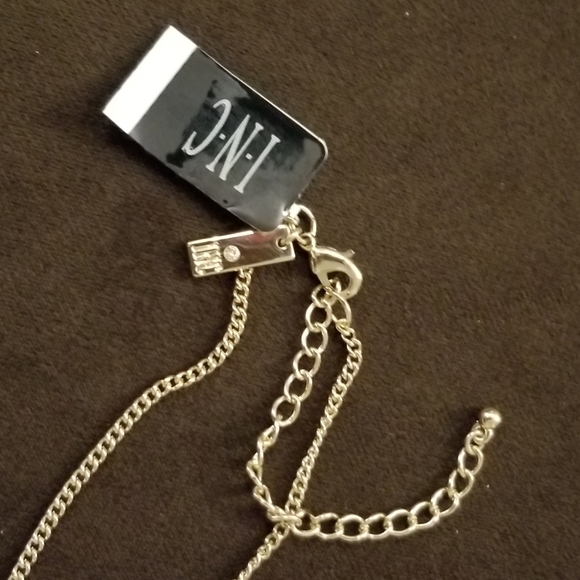 I.N.C. GOLDTONE & CRYSTAL INTERLOCKING LINK PENDANT NECKLACE-ADJUSTABLE-NEW/TAGS - Picture 4 of 6